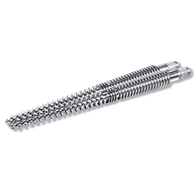 Samfléttandi keilulaga tvískrúfa